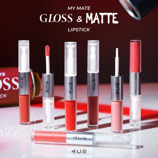4u2 My Mate Gloss & Matte Lip أحمر شفاه لامع وغير لامع من 4u2 ماي ماتي - Princess Cosmetics Qatar