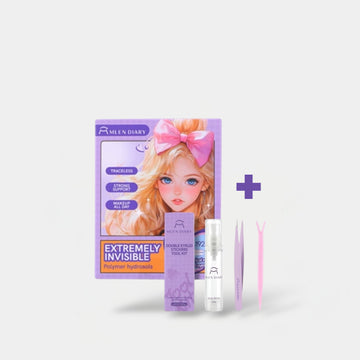 Mlen Diary Extremely Invisible Double Eyelid Tape (192pcs) + Tool Kit شريط الجفن المزدوج غير المرئي للغاية من مذكرات ملين + مجموعة أدوات