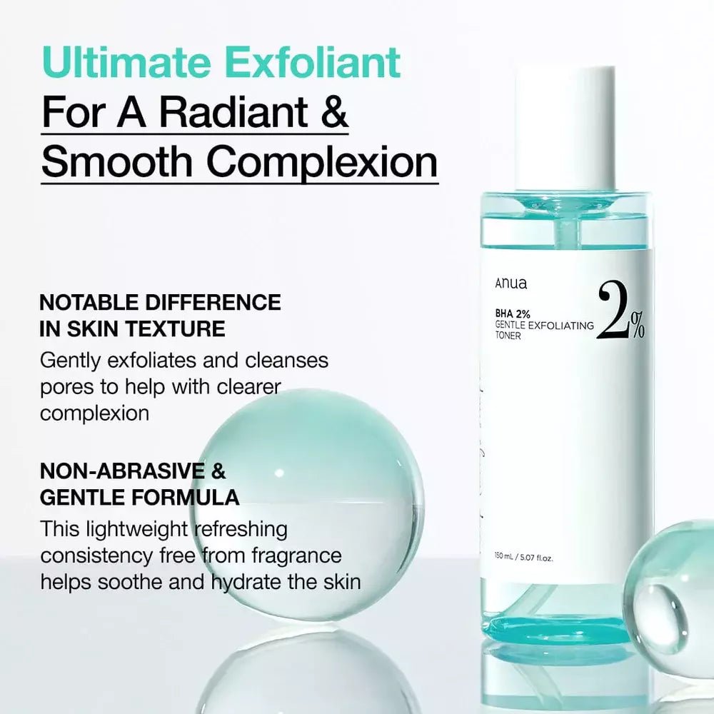 Anua BHA 2% Gentle Exfoliating Toner 150ml أنوا BHA 2٪ تونر مقشر لطيف - Princess Cosmetics Qatar