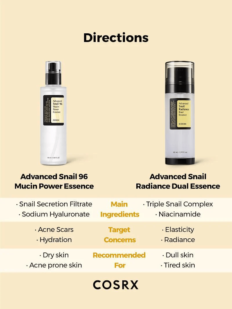 Cosrx Advanced Snail Radiance Dual Essence 80ml كوسركس أدفانسد سنيل راديانس ثنائي الجوهر - Princess Cosmetics Qatar