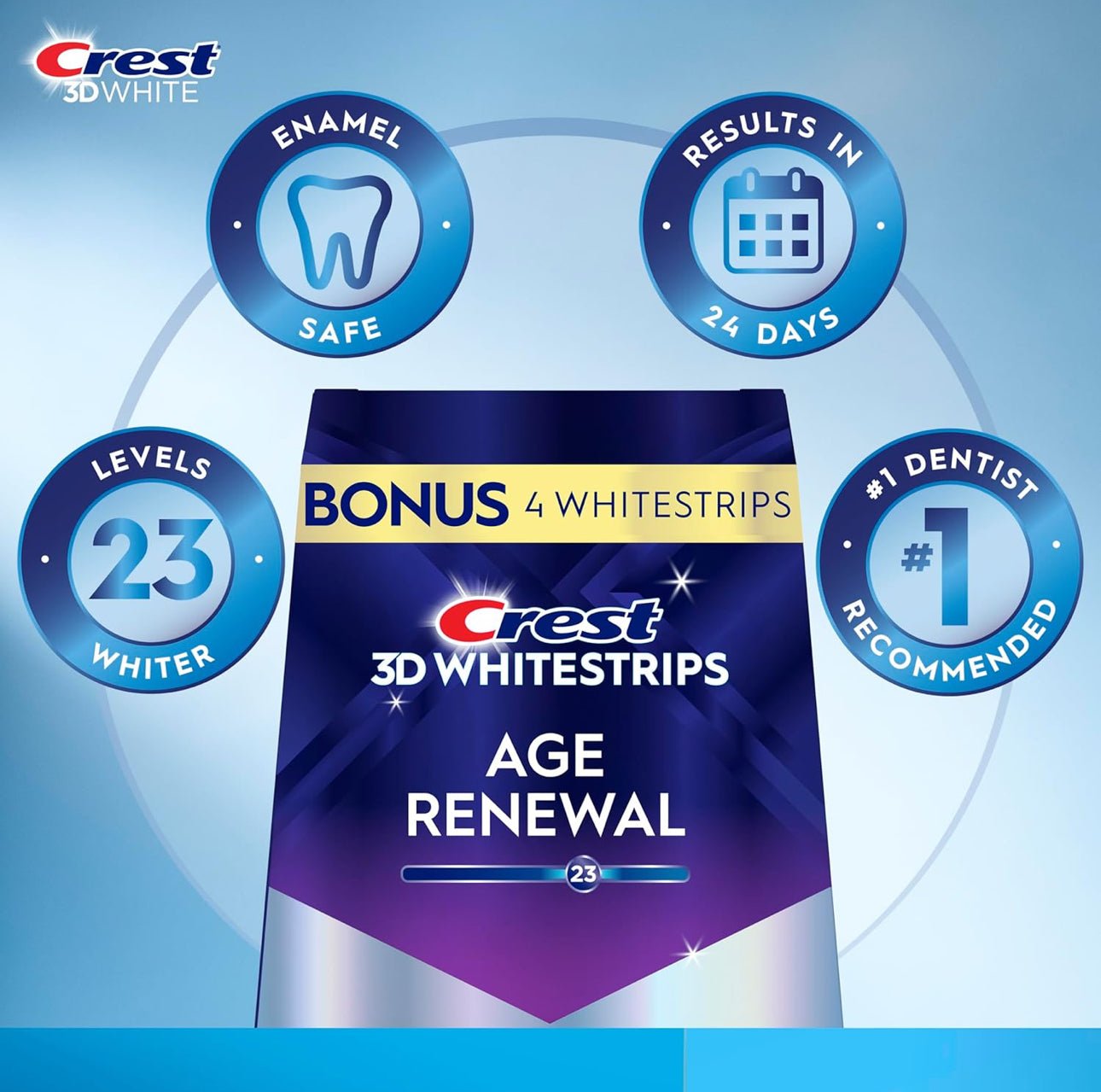 Crest Level 23 3D Whitestrips Dental Whitening Kit (48 Strips) مجموعة تبييض الأسنان شرائط تبييض الأسنان كريست ليفل 23 ثلاثية الأبعاد - Princess Cosmetics Qatar