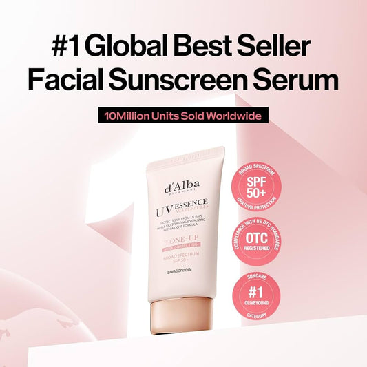 d’Alba UV Essence Waterfull Pink Correcting Tone - Up Sunscreen 50ml واقي الشمس من دا ألبا يو في إيسنس ووترفول بينك لتصحيح لون البشرة - Princess Cosmetics Qatar