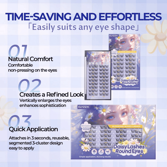 Elyzza Daisy Lashes Round Eyes False Eyelashes رموش إليزا ديزي للعيون المستديرة والرموش الصناعية - Princess Cosmetics Qatar