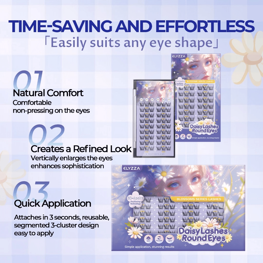 Elyzza Daisy Lashes Round Eyes False Eyelashes رموش إليزا ديزي للعيون المستديرة والرموش الصناعية - Princess Cosmetics Qatar