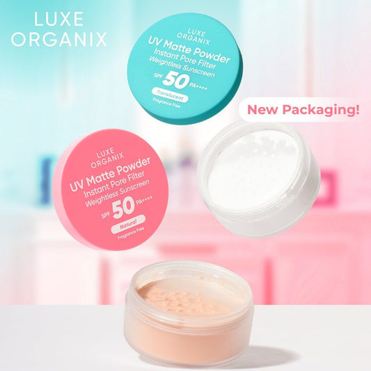 Luxe Organix 24H Zero Sebum Instant Pore Blurring Weightless Matte Powder SPF 50 PA+ 15g - 2 Types لوكس أورجانيكس 24 ساعة زيرو سيبوم فوري طمس المسام خفيف الوزن مسحوق غير لامع SPF 50 PA + 15 جم - Princess Cosmetics Qatar
