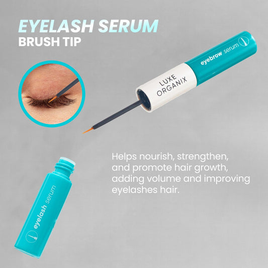 Luxe Organix Castor Oil Dual Tip Eyelash & Brow Growth Serum 12ml سيروم لوكس أورجانيكس لنمو الرموش والحواجب بزيت الخروع بطرفين - Princess Cosmetics Qatar