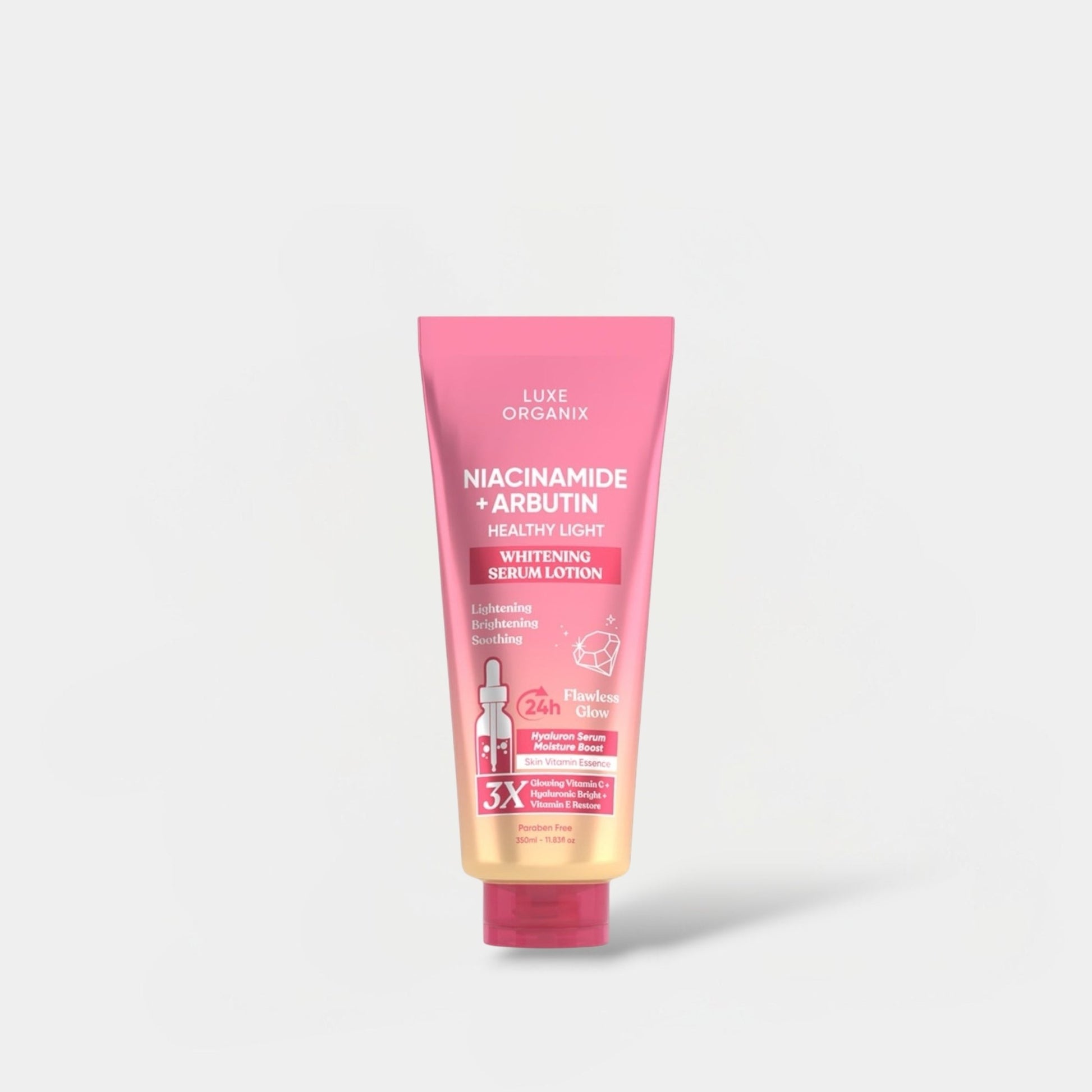 Luxe Organix Niacinamide + Alpha Arbutin Whitening Serum Lotion 350ml لوكس أورغانيكس نياكيناميد + ألفا أربوتين لوشن سيروم للتفتيح - Princess Cosmetics Qatar