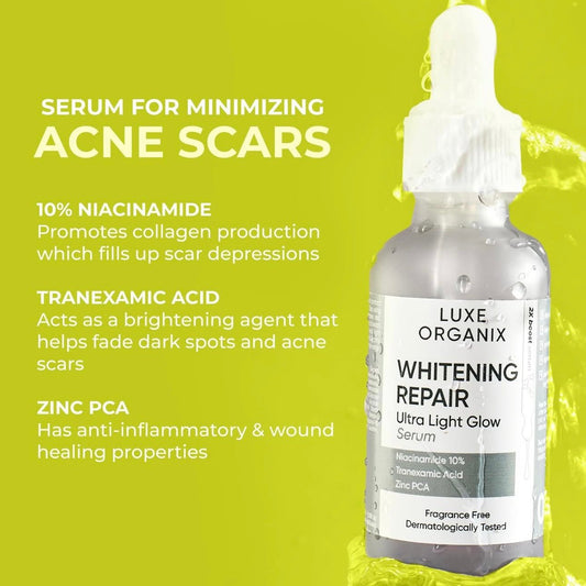 Luxe Organix Whitening Repair Ultra Light Glow Serum 30ml سيروم لوكس أورجانيكس لإصلاح وتبييض البشرة فائق الإشراق - Princess Cosmetics Qatar
