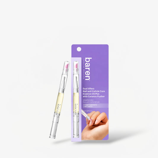 Baren Dual Effect Nail and Cuticle Care Essence Oil Pen with Ceramic Pusher 2ml قلم زيت بارين ثنائي التأثير للعناية بالأظافر والجلد المحيط بها مع زر ضغط سيراميكي