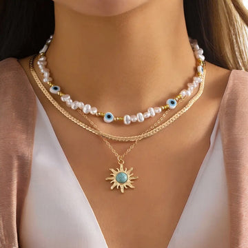 Pearl Sun Pendant Necklace. قلادة قلادة من اللؤلؤ الشمس