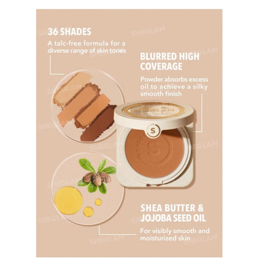 SHEGLAM Skin-Focus High Coverage Powder Foundation شيغلام كريم أساس بودرة بتغطية عالية وتركيز على البشرة