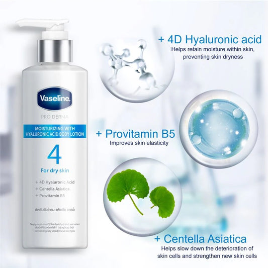 Vaseline PRO DERMA Moisturizing Hyaluronic Acid Body Lotion 250ml فازلين برو ديرما لوشن الجسم المرطب بحمض الهيالورونيك