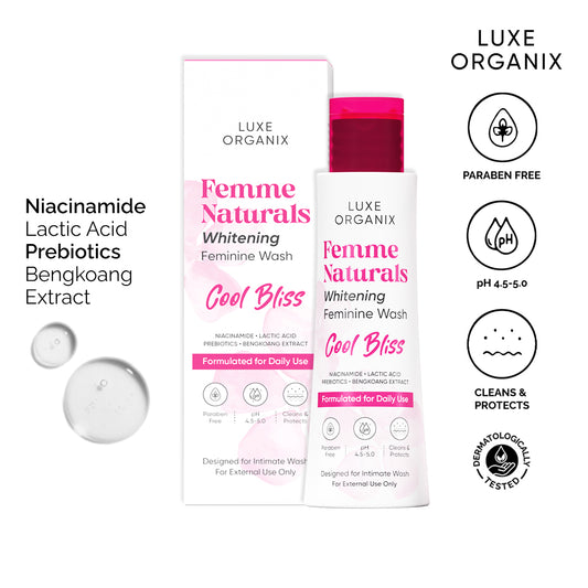 Luxe Organix Femme Naturals Whitening Feminine Wash 120ml لوكس أورجانيكس فيم ناتشورالز غسول نسائي مبيض 120 مل