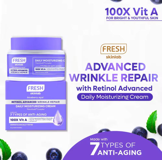 Fresh Skinlab Retinol Advanced Wrinkle Repair Daily Moisturizing Cream 50g. كريم الترطيب اليومي لكريم الترطيب اليومي بالريتينول المتقدم لإصلاح التجاعيد من سكين لاب