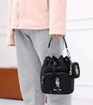 TTWN Bear Nylon Bucket Bag. TTWN الدب النايلون دلو حقيبة