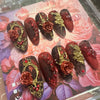 Red Flower High Quality Nails أظافر عالية الجودة بزهرة حمراء