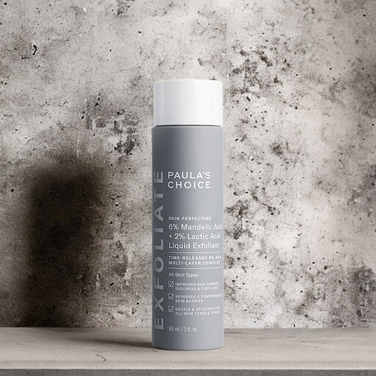 Paula’s Choice Skin Perfecting 6% Mandelic Acid + 2% Lactic Acid Liquid Exfoliant. باولا تشويس سكين بيرفكتينج 6٪ حمض ماندليك + 2٪ مقشر سائل حمض اللاكتيك