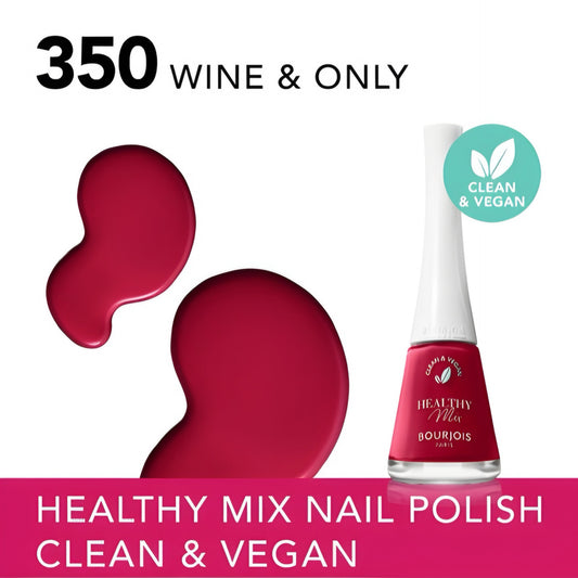 Bourjois Healthy Mix Clean Nail Polish - 350 Wine & Only بورجوا هيلثي ميكس طلاء أظافر نظيف - 350 واين آند أونلي