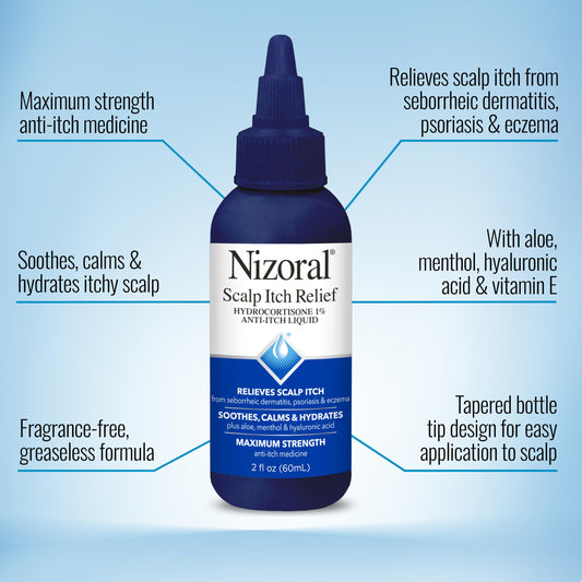 Nizoral Scalp Itch Relief Anti-Itch Liquid 60ml. سائل نيزورال المضاد للحكة لتخفيف حكة فروة الرأس، 60 مل