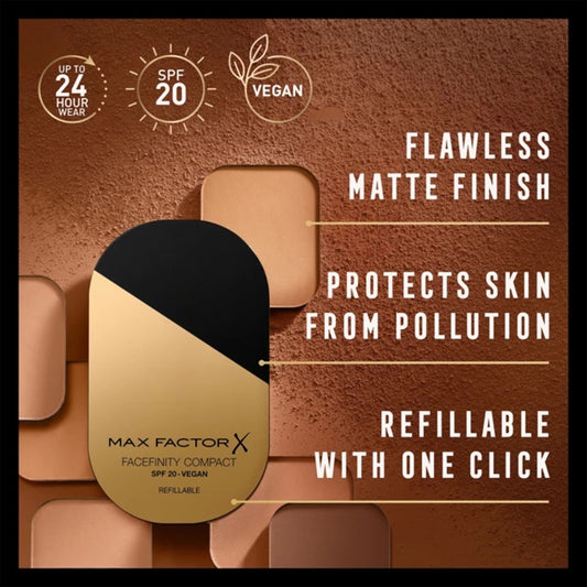 Max Factor Facefinity Compact Matte Foundation ماكس فاكتور فيسفينيتي كريم أساس مضغوط مطفي