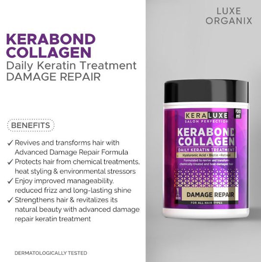 KERA LUXE Salon Perfection Kerabond Collagen Daily Keratin Treatment Damage Repair 700ml كيرا لوكس صالون الكمال Kerabond الكولاجين اليومي الكيراتين علاج الأضرار إصلاح 700ML