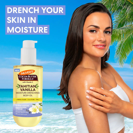 Palmer’s Cocoa Butter Formula with Vitamin E Tahitian Vanilla Moisture Drenching Body Oil 192ml زيت بالمرز المرطب للجسم بخلاصة زبدة الكاكاو وفيتامين E والفانيليا التاهيتية