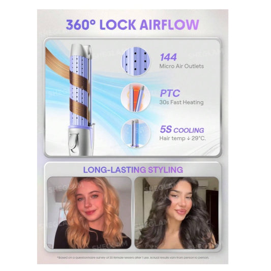 SHEGLAM Cool Lock Airflow Styler - 25mm شي جلام جهاز تصفيف الشعر كول لوك بتقنية تدفق الهواء – 25 مم
