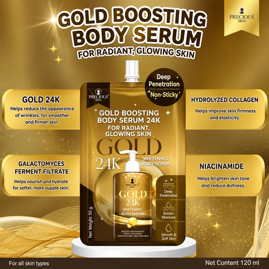 (MINI) Precious Skin Gold 24k Whitening Body Serum SACHET سيروم تفتيح الجسم بريشوس سكين جولد عيار 24 قيراطًا (عبوة صغيرة)