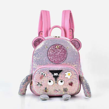 Eye-Themed Pink Bunny Backpack. حقيبة ظهر على شكل أرنب وردي على شكل عين