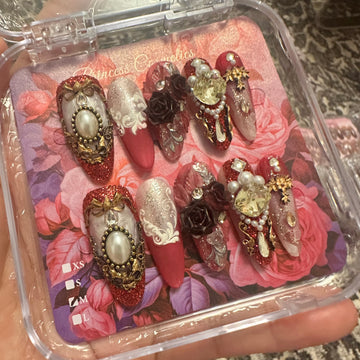 Red Velvet High Quality Nails أظافر مخملية حمراء عالية الجودة