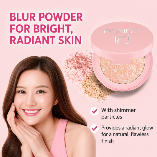 Ponds Translucent Pressed Powder Bright & Glow Shimmer Finish 4.5g بودرة مضغوطة شفافة من بوندز، لمسة نهائية لامعة ومشرقة