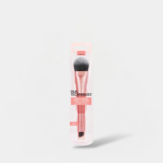 Real Techniques Cover + Conceal Dual Ended Makeup Brush ريال تكنيكس – فرشاة مكياج مزدوجة الأطراف للتغطية وإخفاء العيوب
