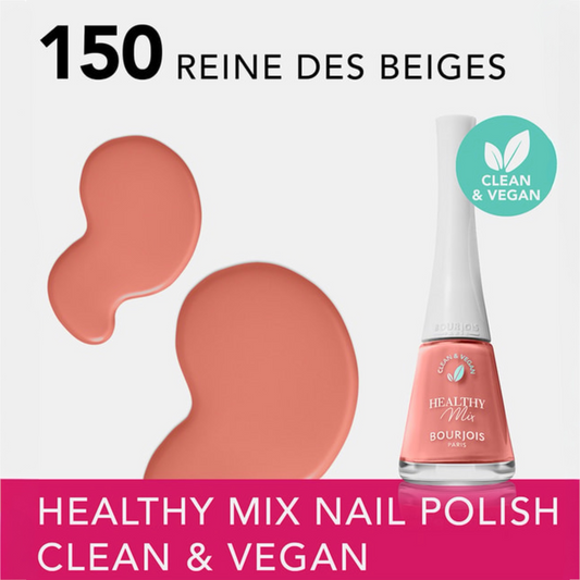 Bourjois Healthy Mix Clean Nail Polish - 150 Reine Des Beiges بورجوا هيلثي ميكس طلاء أظافر نظيف - 150 رين دي بيج