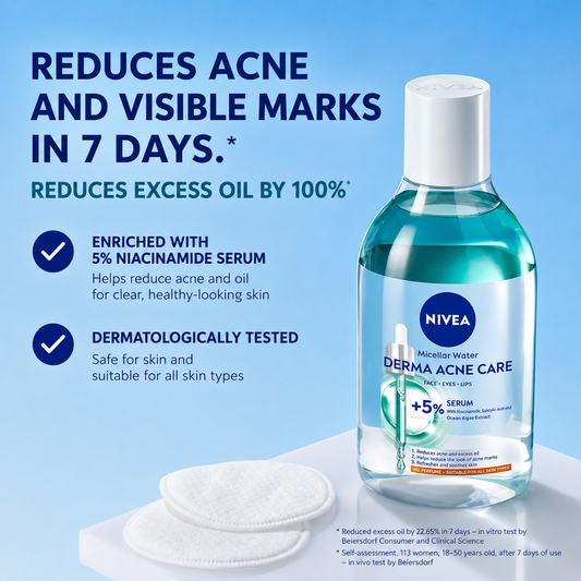 Nivea Micellar Water Derma Acne Care 125ml ماء ميسيلار نيفيا للعناية بالبشرة المعرضة لحب الشباب