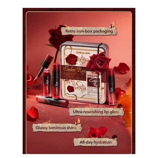 SHEGLAM Ember Rose Immortal Love Nourishing Lip Gloss Set شيغلام إمبر روز إيمورتال لوف – مجموعة ملمع شفاه مغذٍ