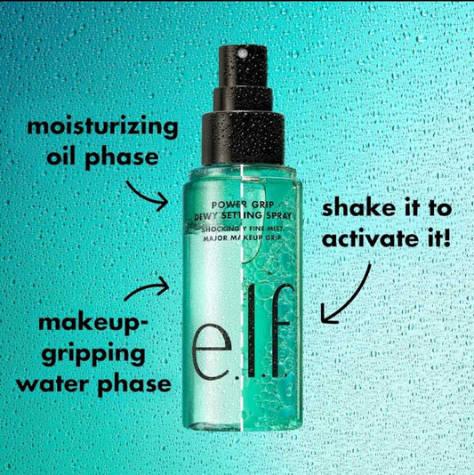 elf Power Grip Dewy Setting Spray 80ml. بخاخ تثبيت المكياج باور جريب من إيلف 80 مل