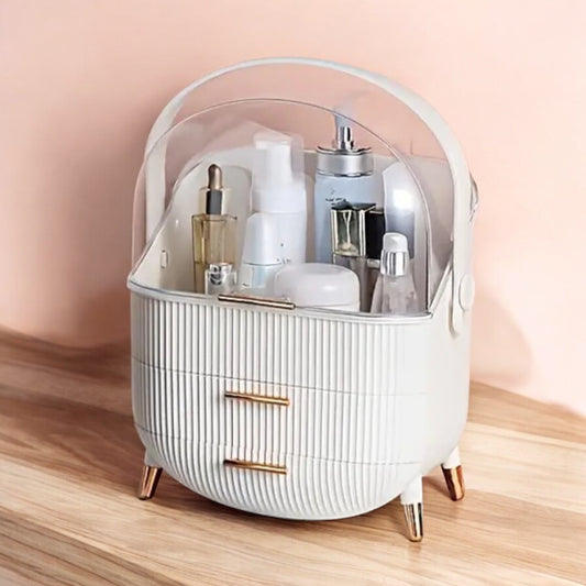 Dustproof Cosmetics Organizer - White. منظم مستحضرات التجميل المقاوم للغبار - أبيض