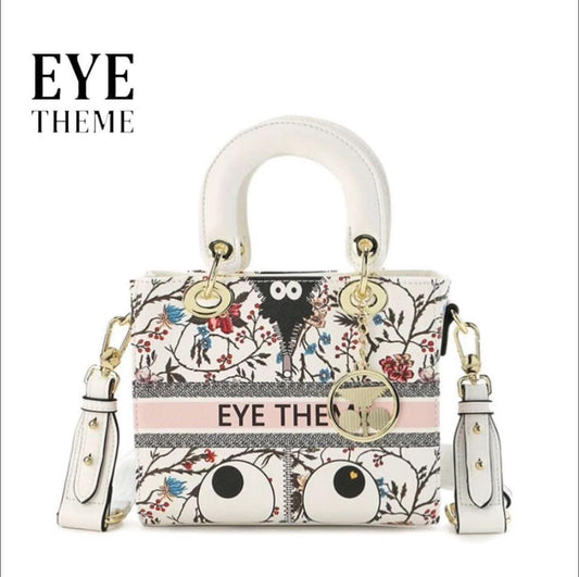 Eye-Theme White Hand Bag