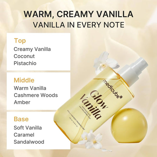 Medicube Glow Vanilla Hair & Body Fragrance Mist 30ml - TRAVEL SIZE معطر للجسم والشعر برائحة الفانيليا من ميديكوب جلو، حجم مناسب للسفر