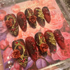 Red Flower High Quality Nails أظافر عالية الجودة بزهرة حمراء