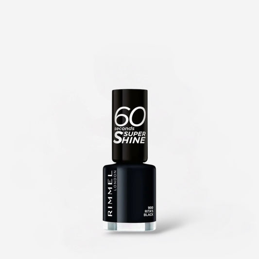 Rimmel 60 Seconds Super Shine Nail Polish - 900 Ritas Black ريميل طلاء أظافر 60 ثانية سوبر شاين - 900 ريتاز بلاك