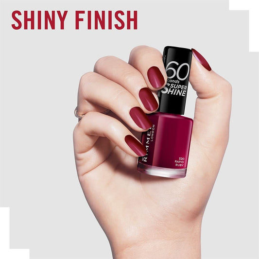 Rimmel 60 Seconds Super Shine Nail Polish - 320 Rapid Ruby ريميل طلاء أظافر سوبر شاين 60 ثانية - 320 رابيد روبي