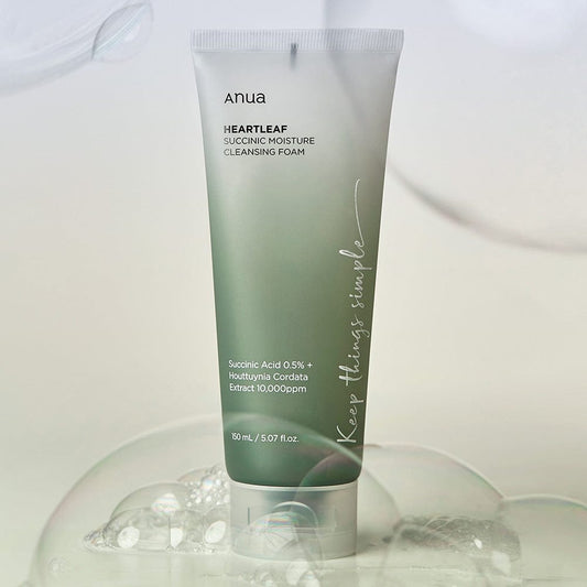 Anua Heartleaf Succinic Moisture Cleansing Foam 150ml. Anua Heartleaf سكسينيك رغوة تنظيف الرطوبة