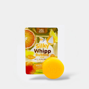 Joji Silky Whipp Bubble Soap Vitamin C Aura Bright 100g صابون جوجي سيلكي ويب بابل بفيتامين سي أورا برايت