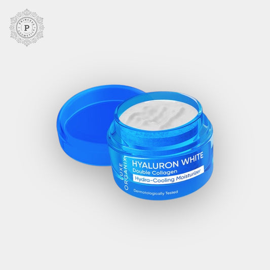 Luxe Organix Hyaluron White Double Collagen Hydra-Cooling Moisturizer 50g لوكس أورجانيكس هيالورون أبيض مزدوج الكولاجين هيدرا بارد مرطب 50 جم