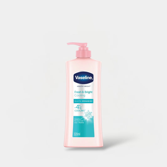 Vaseline Fresh & Bright Cooling UV Niacinamide Lotion 320ml. لوشن فازلين فريش آند برايت المنعش المنعش المنعش المرطب للأشعة فوق البنفسجية مع النياسيناميد