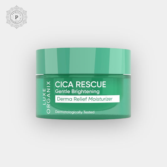 Luxe Organix Cica Rescue Gentle Brightening Derma Relief Moisturizer 50g لوكس أورجانيكس سيكا ريسكيو جنتل لتفتيح البشرة ديرما ريليف مرطب 50 جم