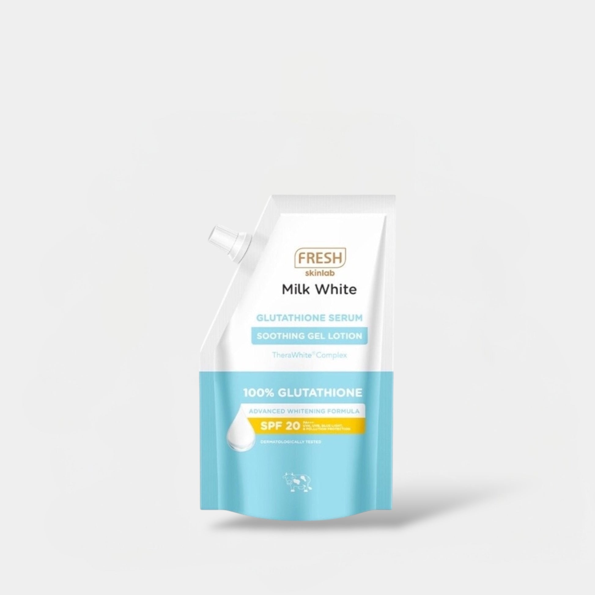 Fresh Skinlab Milk White 3 in 1 Glutathione Soothing Gel Lotion SPF 20 Princess Cosmetics Qatar Fresh Skinlab Milk White 3 in 1 Glutathione Soothing Gel Lotion SPF 20 Princess Cosmetics Qatar