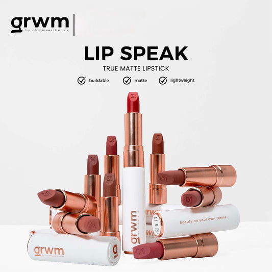 GRWM Cosmetics Lip Speak A True Matte Lipstick (3 Shades). عروم كوزمتكس أحمر الشفاه Lip Speak A True Matte (3 ألوان)