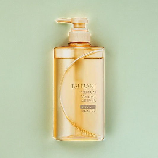 Shiseido Tsubaki Premium Volume & Repair Hair Line 490ml. شيسيدو تسوباكي خط الشعر الفاخر لتكثيف الشعر وإصلاحه، 490 مل